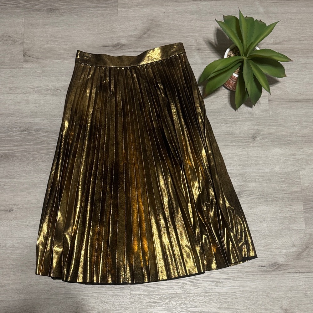 Zara Metallic Gold A-Line Skirt